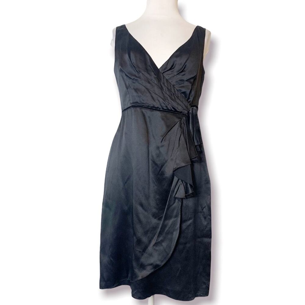 Fiumicelli New York silk lbd black dress draped sz S